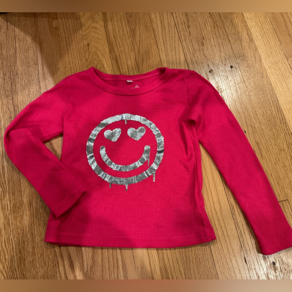 Kids Pink Smiley Face Long Sleeve Shirt